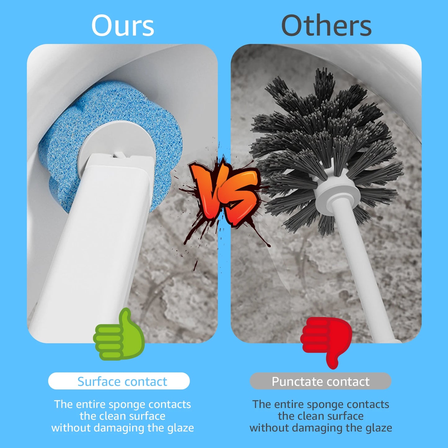 Disposable Toilet Brush with Replaceable Brush Head