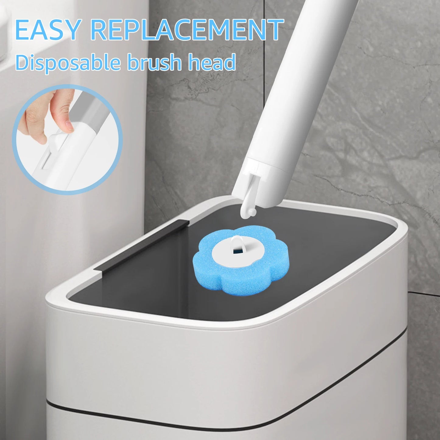 Disposable Toilet Brush with Replaceable Brush Head