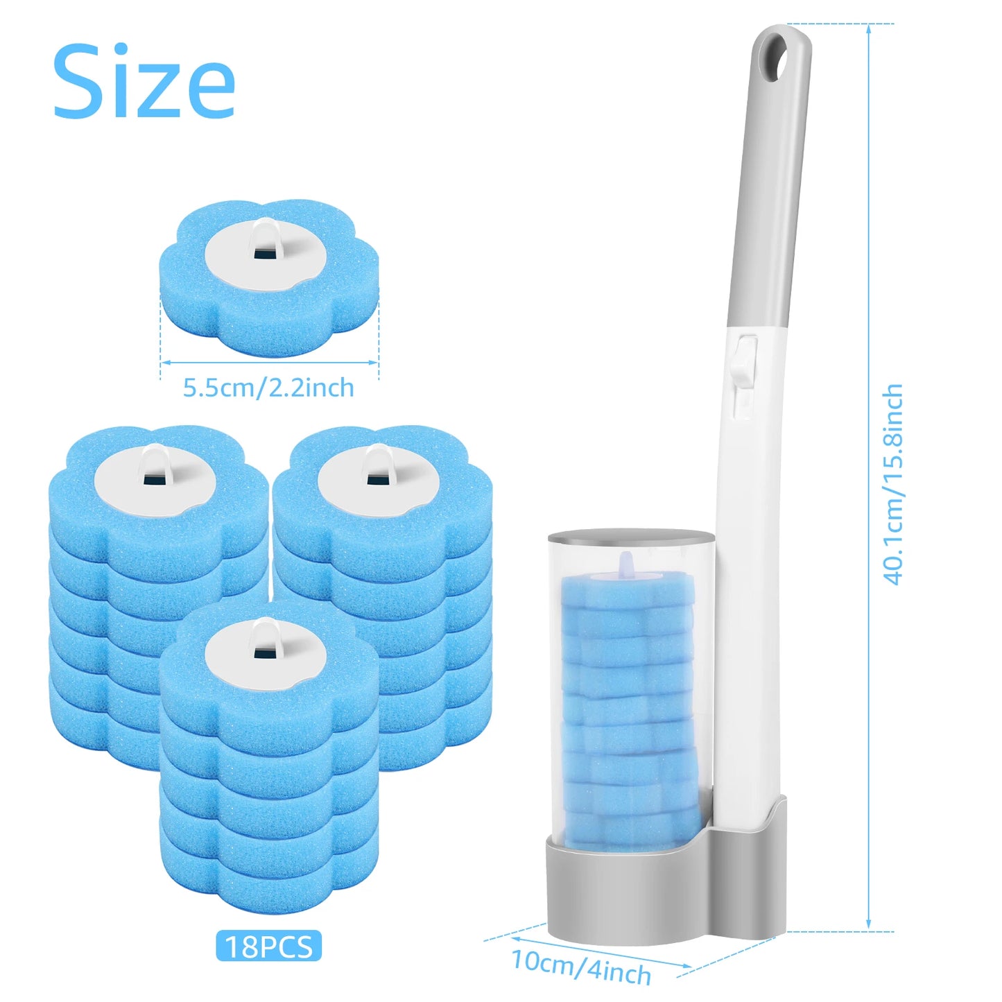 Disposable Toilet Brush with Replaceable Brush Head