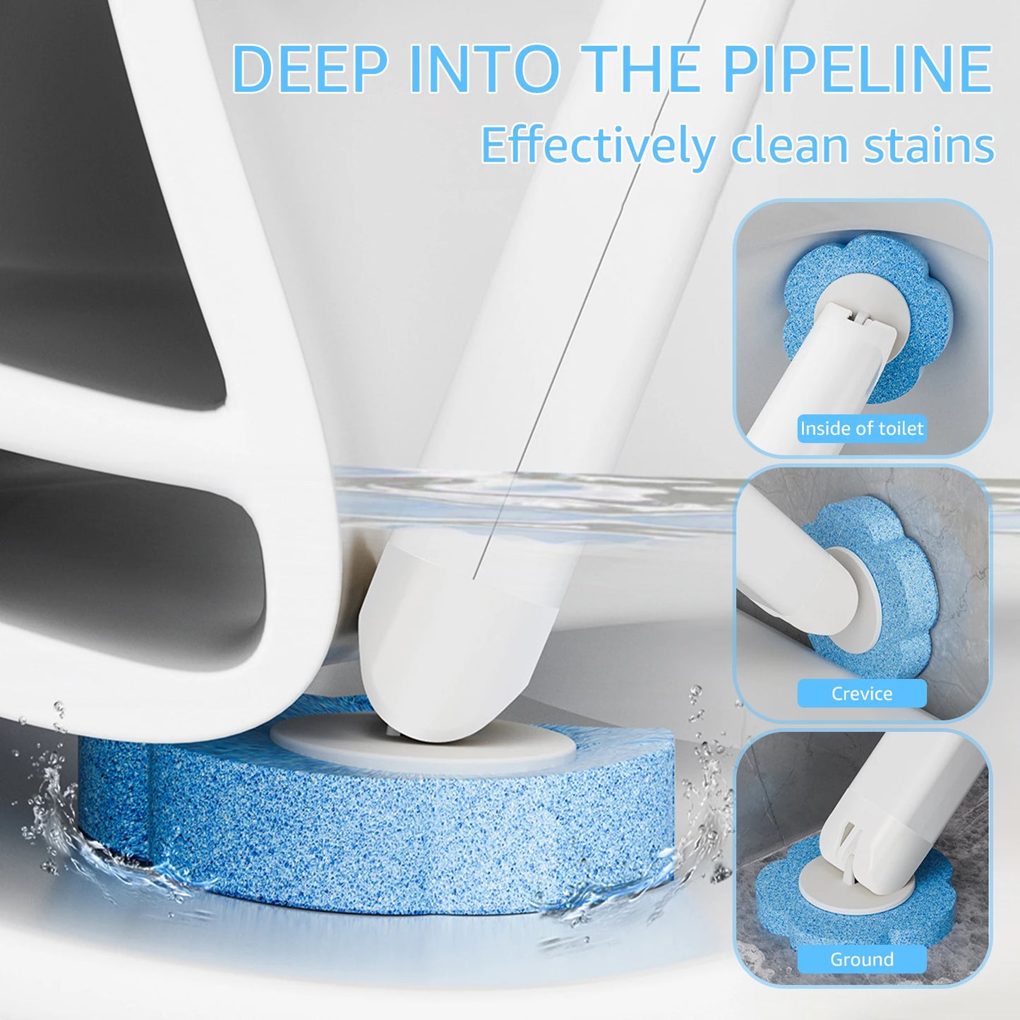 Disposable Toilet Brush with Replaceable Brush Head